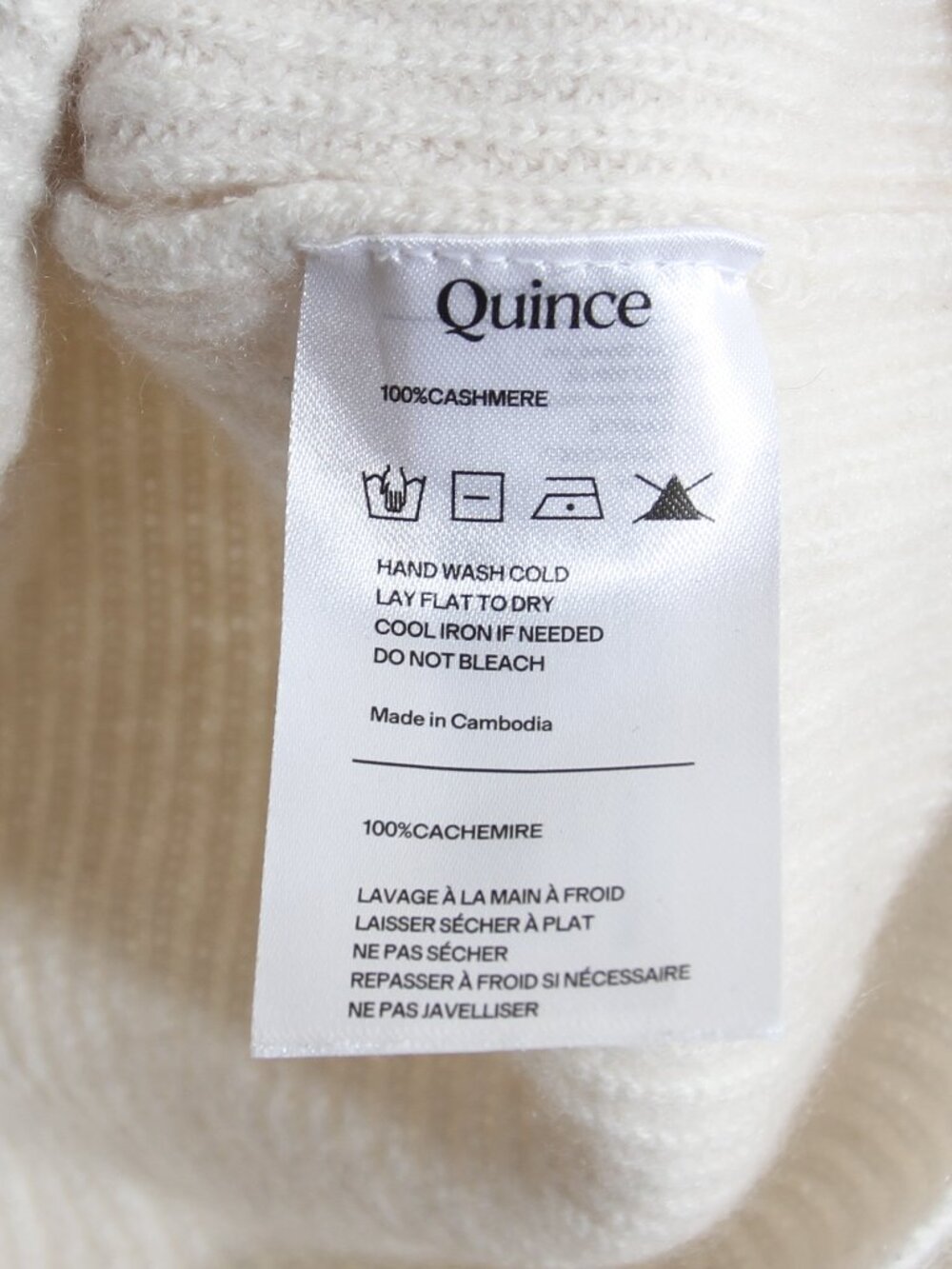 Quince 100% Mongolian Cashmere Fisherman Quarter Zip Sweater Ivory Size XS - Picture 15 of 16